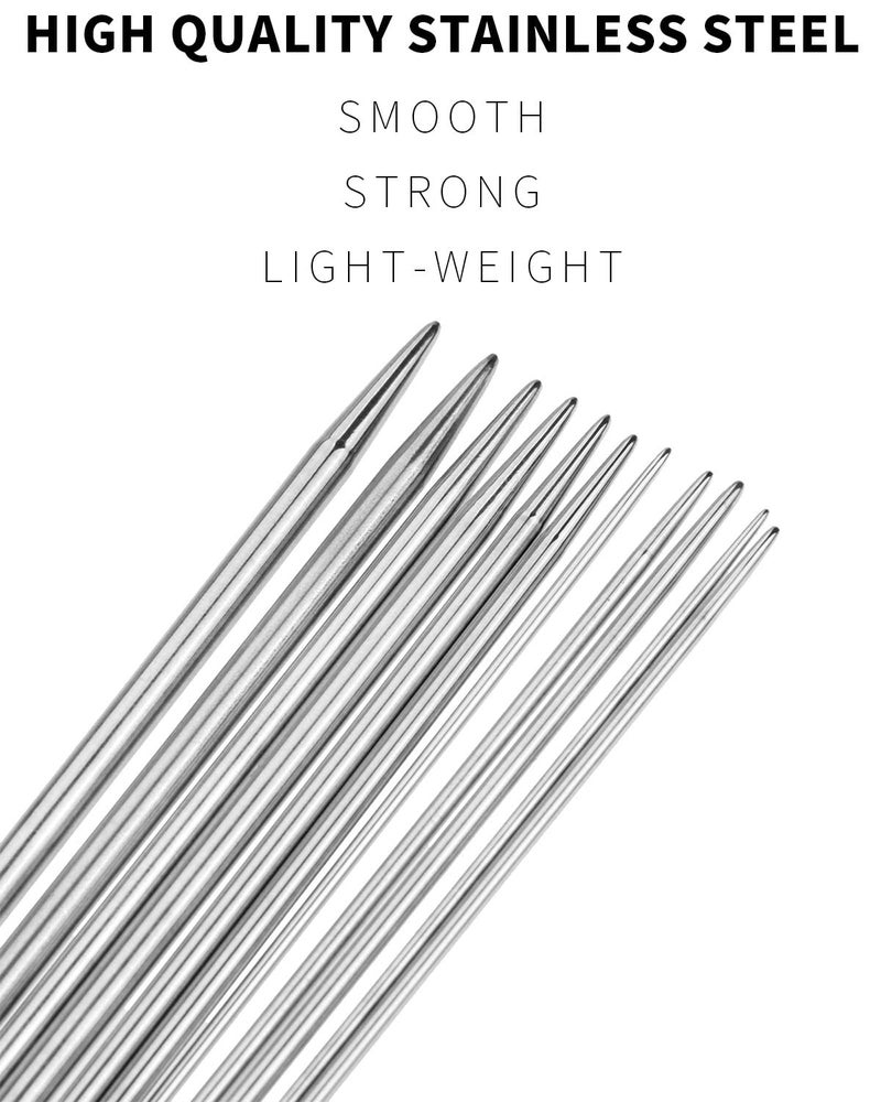 Hicello 44Pcs Double Pointed Knitting Needles 11 Sizes 10" 25CM,Stainless Steel Sweater Knitting Needles, Crafts Yarn Tool Sets - Image 3
